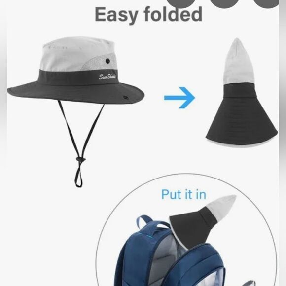 Sun Shade Ponytail Wide Brim Sun Hat - Picture 5 of 10